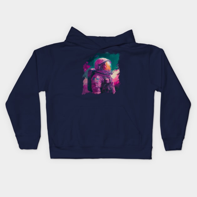 Cosmic Cool: Impressionist Magenta Astronaut Kids Hoodie by Snoe